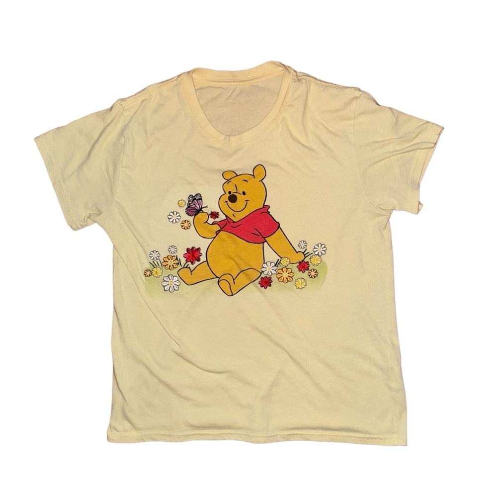 Disney Winnie The Pooh Soft Embroidered T-Shirt In Yellow // XS